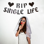 RIP Single Life Banner - black glitter banner