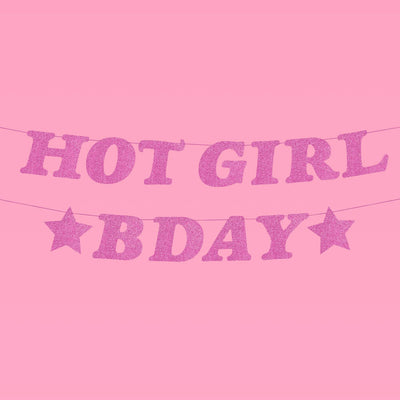 Hot Girl Bday Banner - purple glitter banner