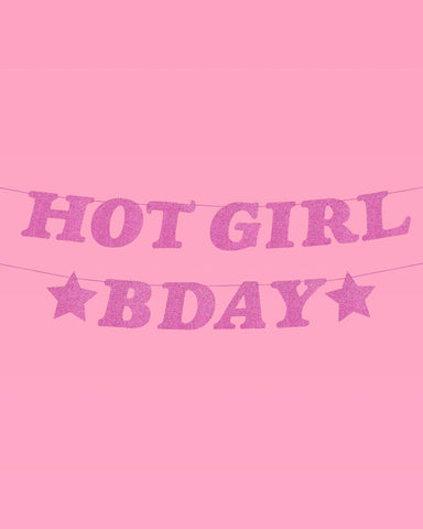 Hot Girl Bday Banner - purple glitter banner