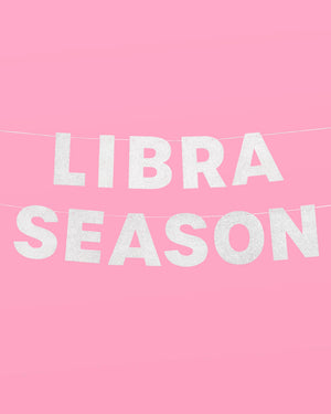 Libra Season Banner - silver glitter banner