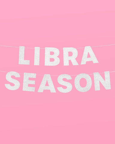 Libra Season Banner - silver glitter banner