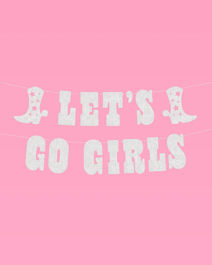 Let's Go Girls - Striscione E Ghirlanda Glitter Per Addio Al Nubilato Cowgirl Tema Western E Twerk
