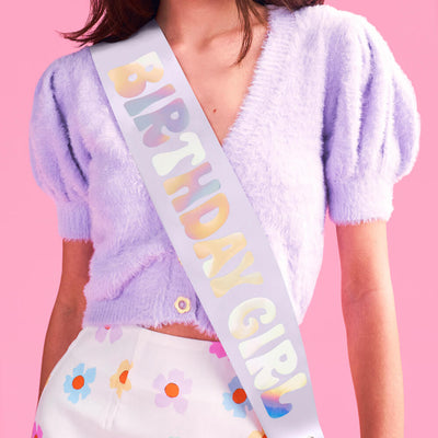 Lavender Haze Sash - purple silk + iridescent foil