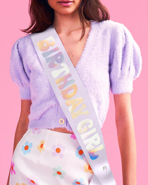 Lavender Haze Sash - purple silk + iridescent foil