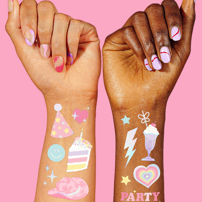 Preppy Party Tats - 50 foil temporary tattoos