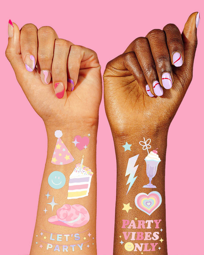 Preppy Party Tats - 50 foil temporary tattoos