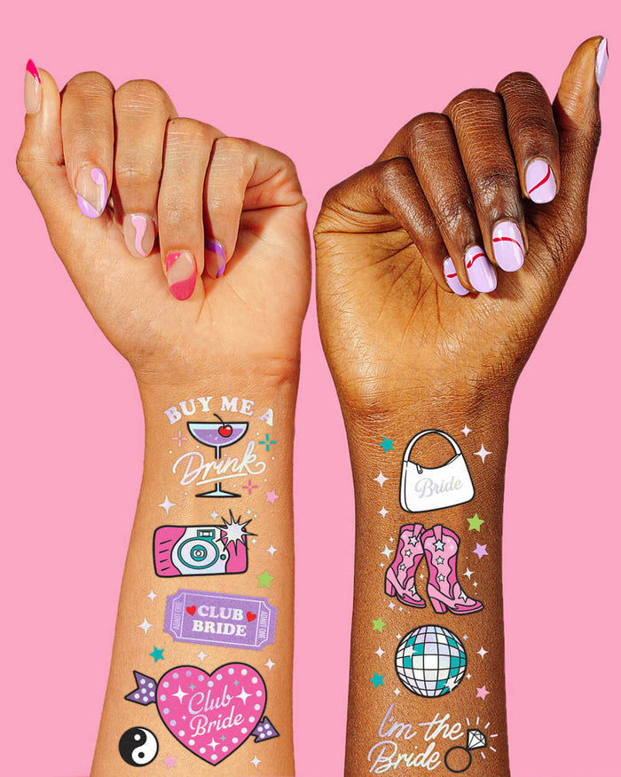 Club Bride Tats - 46 foil temporary tattoos