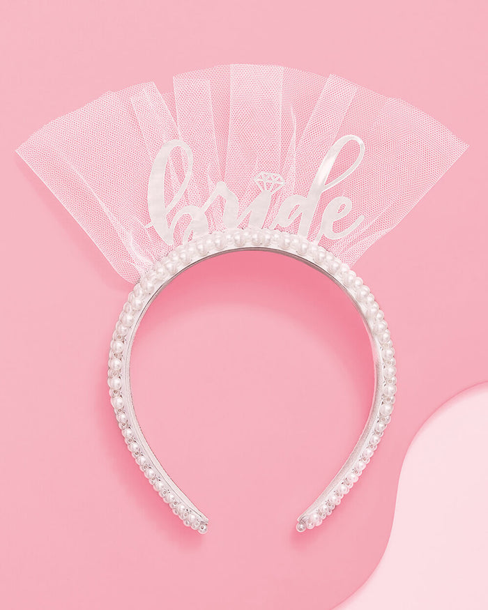 XO Fetti Bachelorette Party Decorations Pearl White Hair Bow - Bride to Be | Bridal Shower Gift Bridesmaid Favors