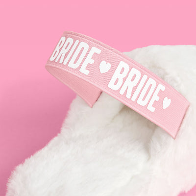 Bride 2 Be Slippers - white fur slippers