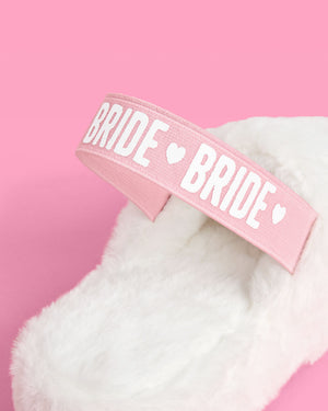 Bride 2 Be Slippers - white fur slippers