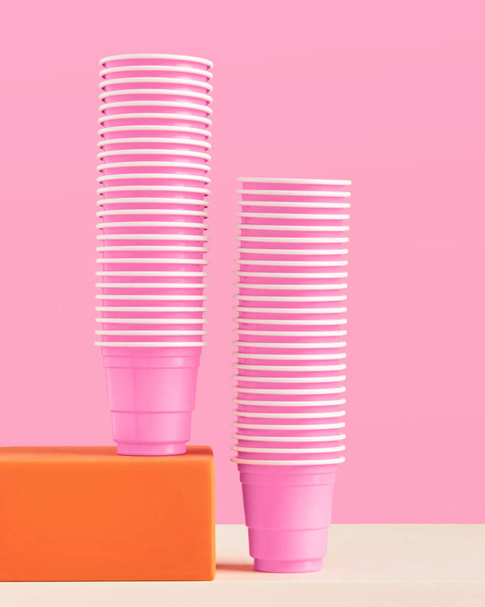 Baby Pink Shot Glasses - 50 plastic shot glasses
