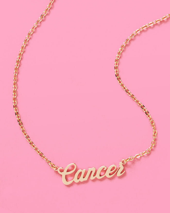 Cancer Season Necklace - gold script necklace