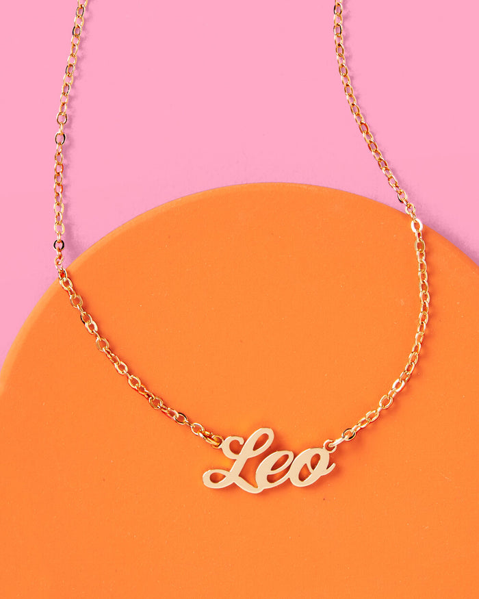 Leo Season Necklace - gold script necklace