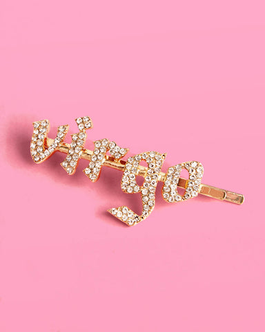 Zodiac Hair Pin - gold + rhinestone clip