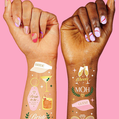 Fancy Bride Tats - 48 foil temporary tattoos