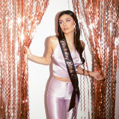 Keep It Wavy Curtain - rose gold foil curtain