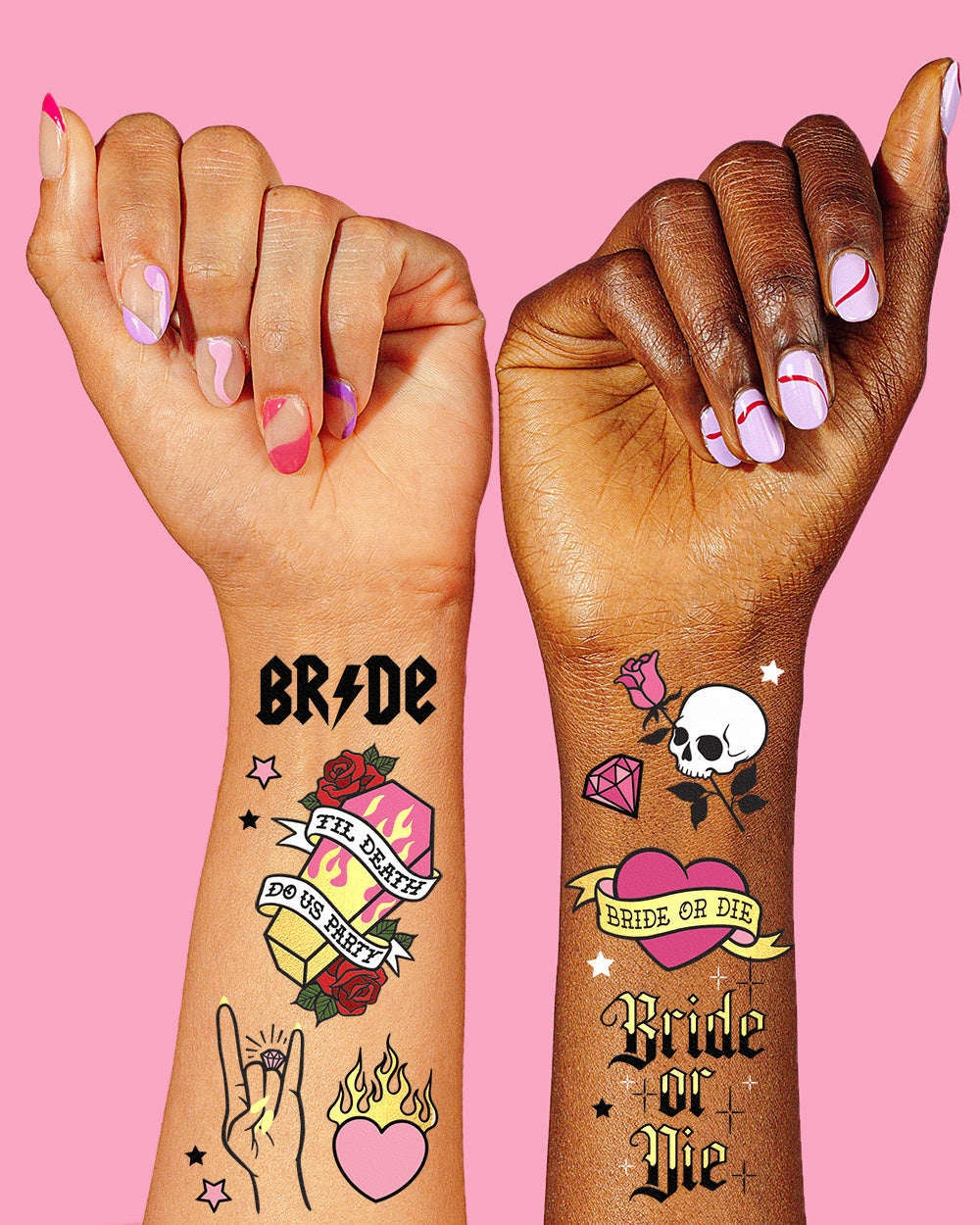 Bride or Die Tats - 48 foil temporary tattoos